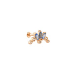 Tria Markiz Form Mavi Taşlı Altın Tragus Piercing / 14 Ayar Rose Altın