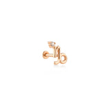 Capricorn Oğlak Burcu Taşlı Altın Piercing / 14 Ayar Rose Altın