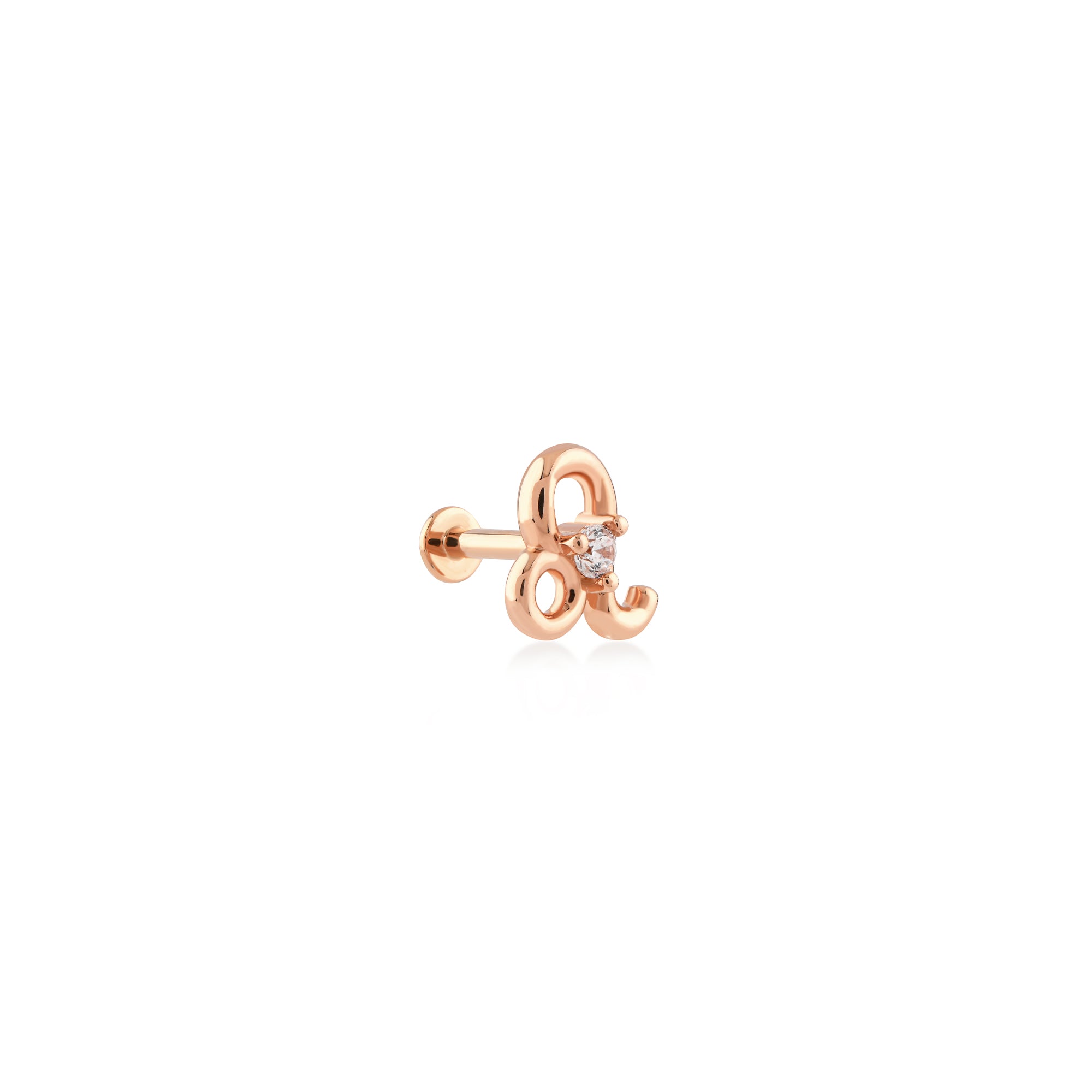 Leo Aslan Burcu Taşlı Altın Piercing / 14 Ayar Rose Altın
