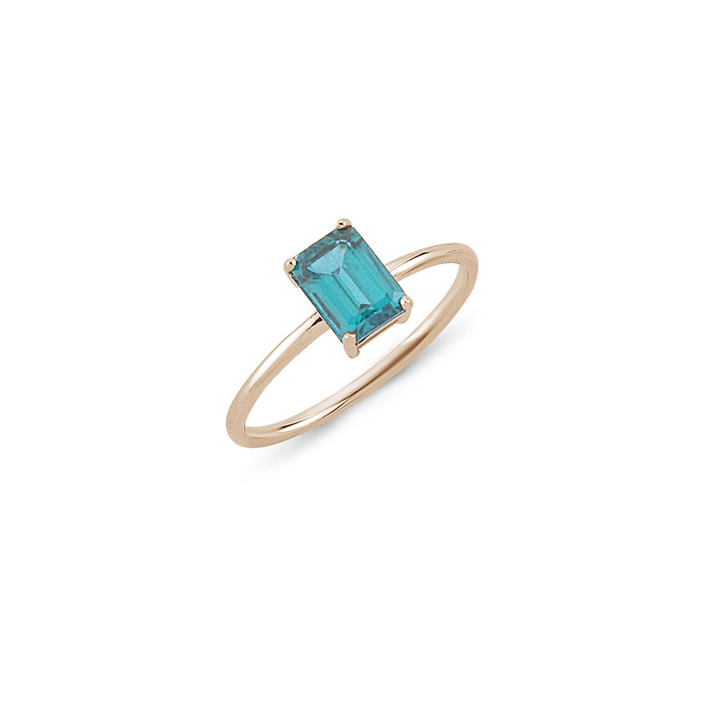 14 Ayar Altın Dikey Baget Kesim Garnet ve Topaz Taşlı Altın Yüzük