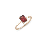 14 Ayar Altın Dikey Baget Kesim Garnet ve Topaz Taşlı Altın Yüzük