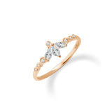 0.29 ct Çiçek Markiz Form Pırlanta Yüzük / 14 Ayar Rose Altın