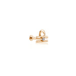 Libra Terazi Burcu Taşlı Altın Piercing / 14 Ayar Rose Altın