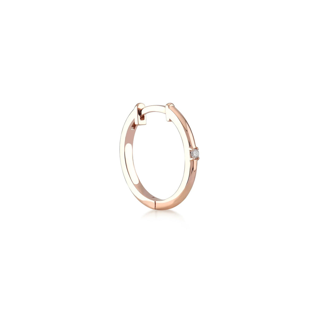 Pırlanta Tek Taşlı Halka Kıkırdak Piercing / 14 Ayar Rose Altın