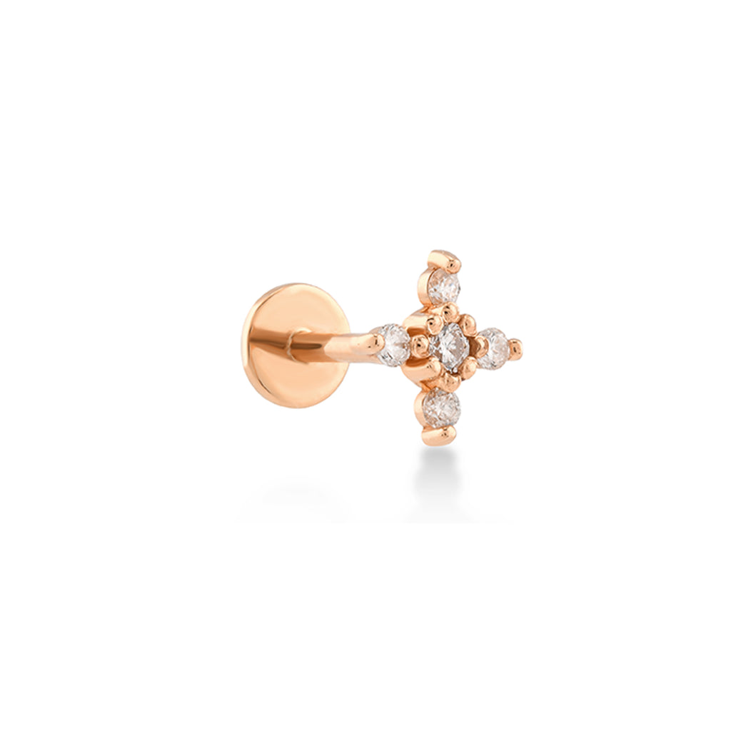 Beş Taşlı Pırlanta Piercing / 14 Ayar Rose
 Altın