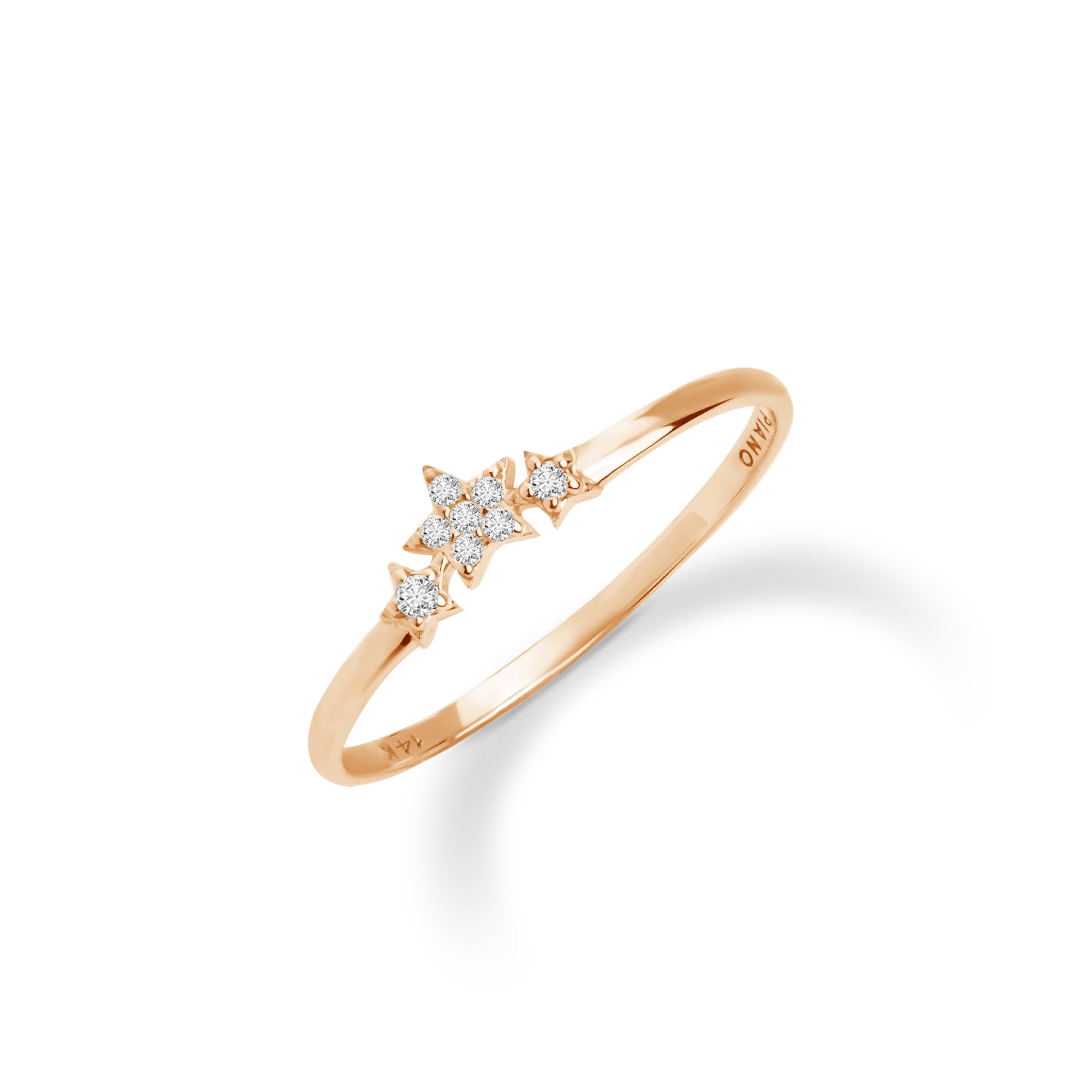 0.06 ct Şans Yıldızları Pırlanta Yüzük / 14 Ayar Rose Altın