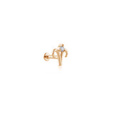 Aries Koç Burcu Taşlı Altın Piercing / 14 Ayar Rose Altın