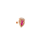 Renkli Taşlı Damla Altın Piercing / 14 Ayar Rose Altın