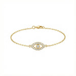 Taşlı Göz Altın Bileklik / 14 Ayar Sarı Altın