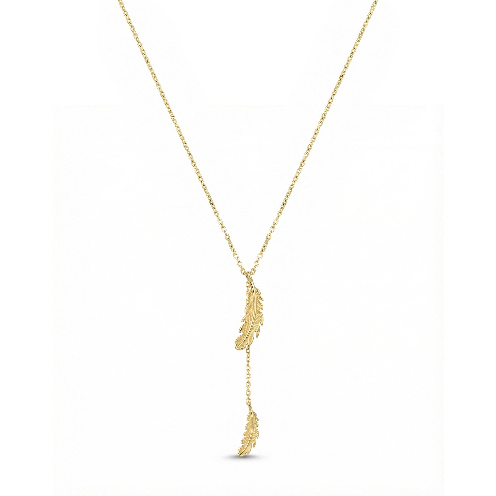 Tüy Sallantılı Y Model Altın Kolye / 14 Ayar Sarı Altın