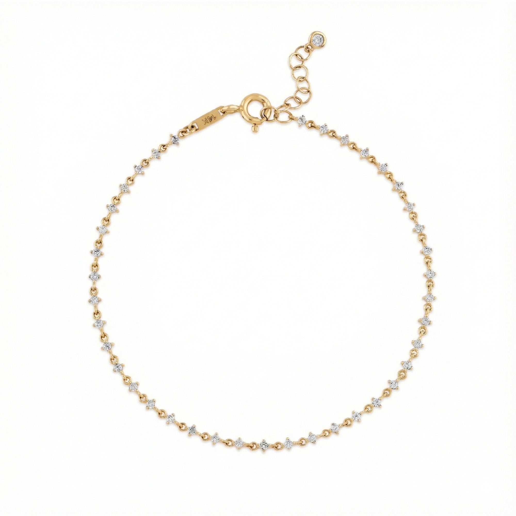 Sıra Taşlı Altın Bileklik / 14 Ayar Sarı Altın