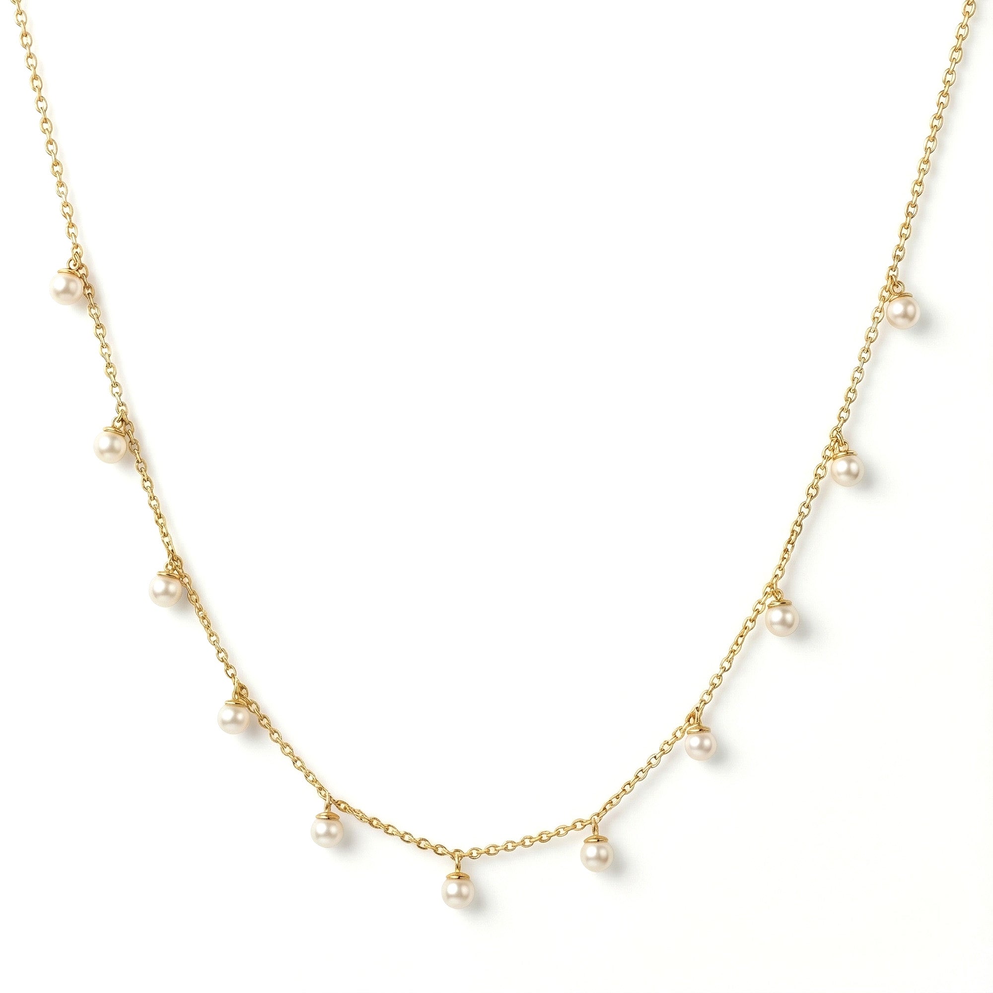 İncili Station Altın Kolye / 14 Ayar Sarı Altın