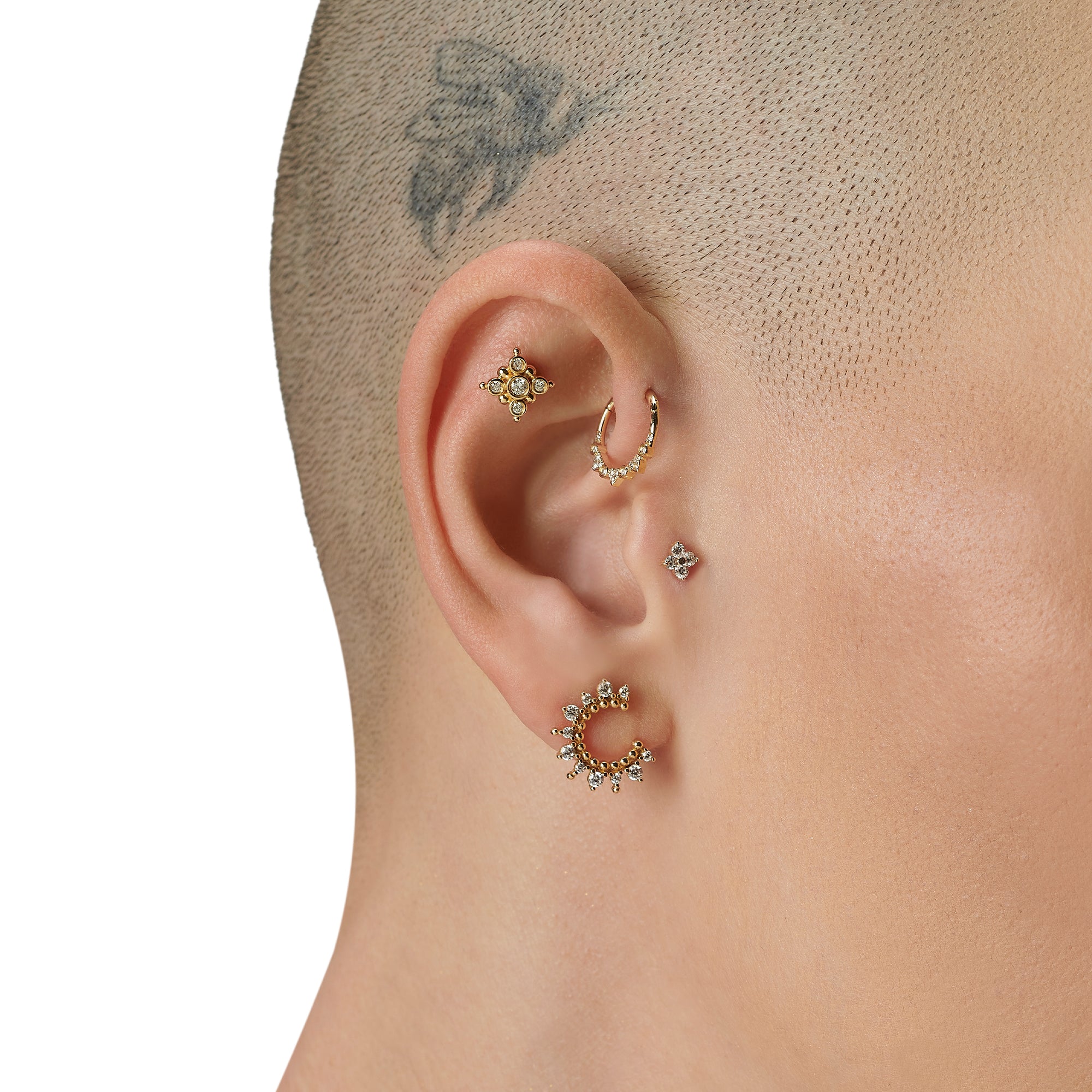 14 Ayar Altın Tohum Pırlanta Piercing
