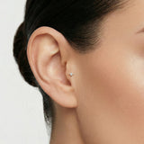 White / Palette Renkli Taş Seçenekli Altın Piercing / 14 Ayar Sarı Altın