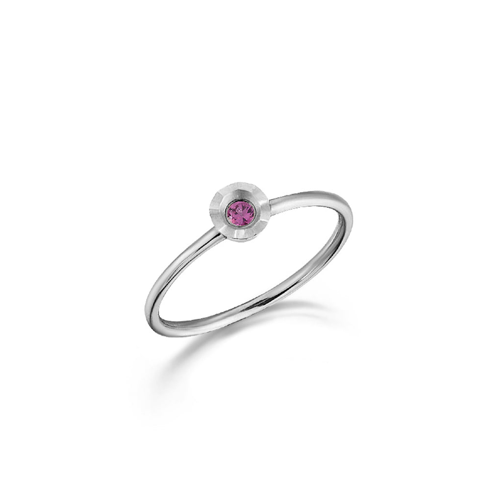 0.05 Ct Fantazi Rodalit Taşlı Yüzük / 14 Ayar Beyaz Altın