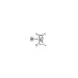 Gemini İkizler Burcu Taşlı Altın Piercing / 14 Ayar Beyaz Altın