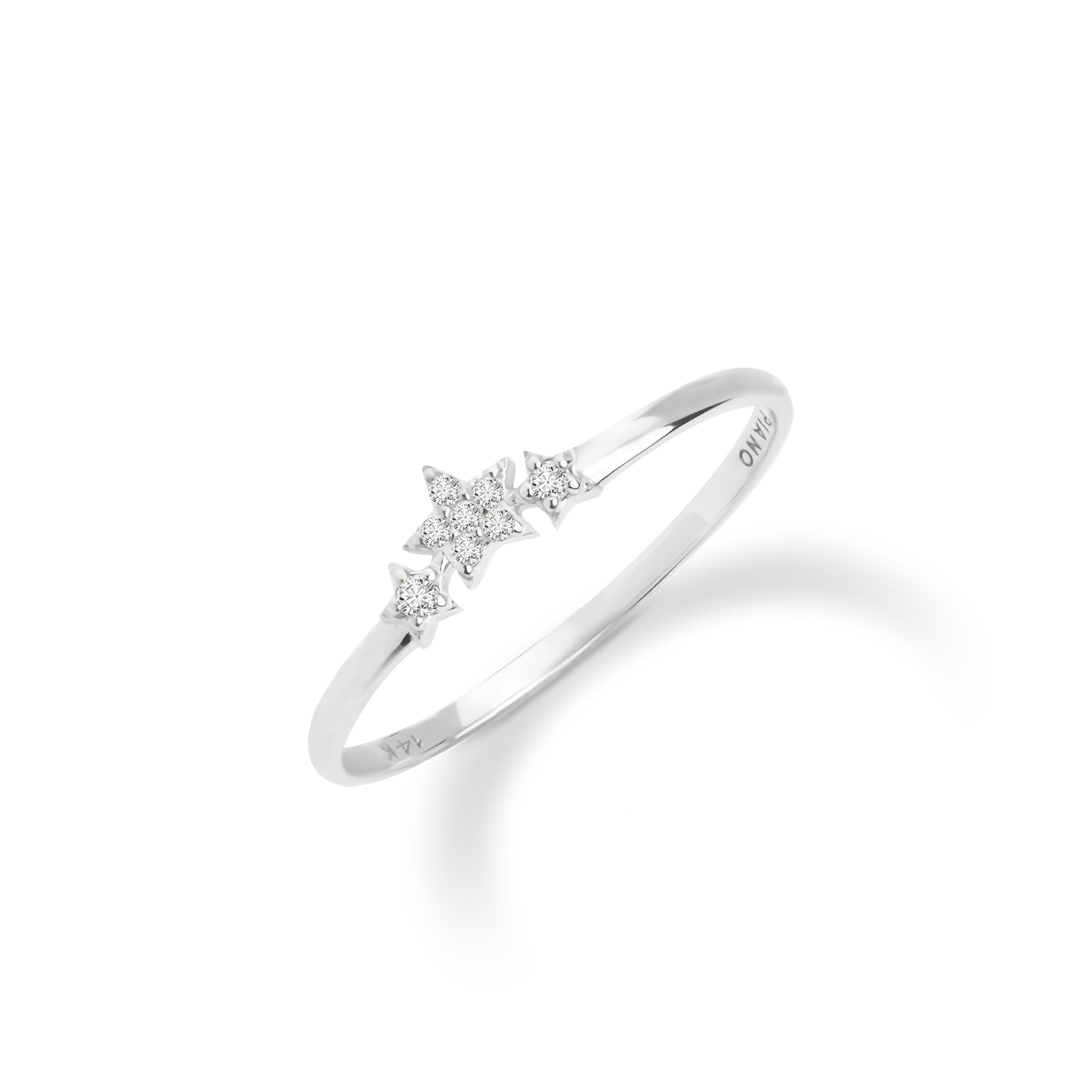 0.06 ct Şans Yıldızları Pırlanta Yüzük / 14 Ayar Beyaz Altın