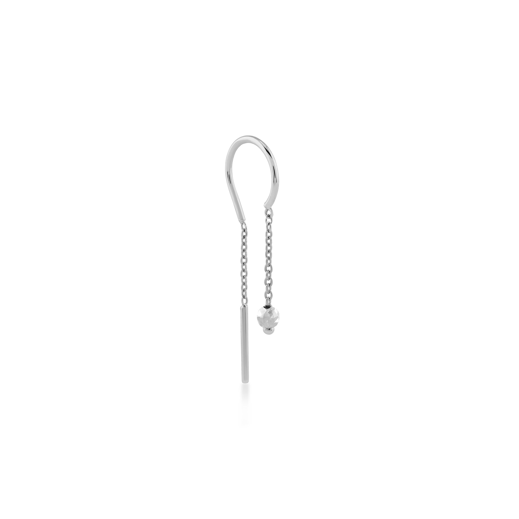 Mocha Zincirli Top Sallantılı Altın Relax Piercing / 14 Ayar Beyaz Altın