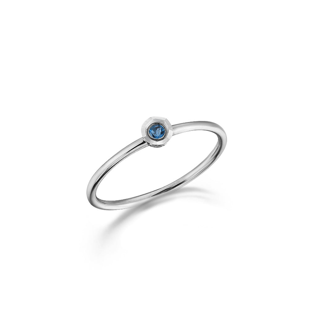 0,03 Ct Fantazi Safir Taşlı Yüzük / 14 Ayar Beyaz Altın