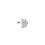 Virgo Başak Burcu Taşlı Altın Piercing / 14 Ayar Beyaz Altın