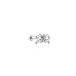 Aquarius Kova Burcu Taşlı Altın Piercing / 14 Ayar Beyaz Altın