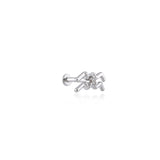 Aquarius Kova Burcu Taşlı Altın Piercing / 14 Ayar Beyaz Altın