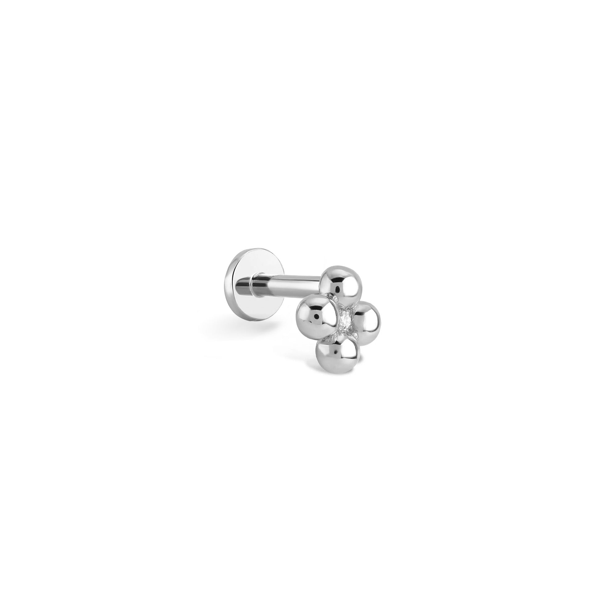 Tohum Pırlanta Piercing / 14 Ayar Beyaz Altın