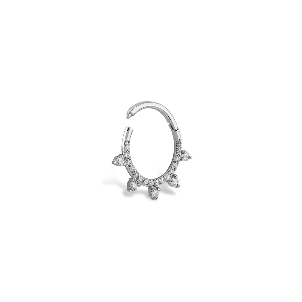 Halka Sıra Pırlanta Piercing / 14 Ayar Beyaz Altın