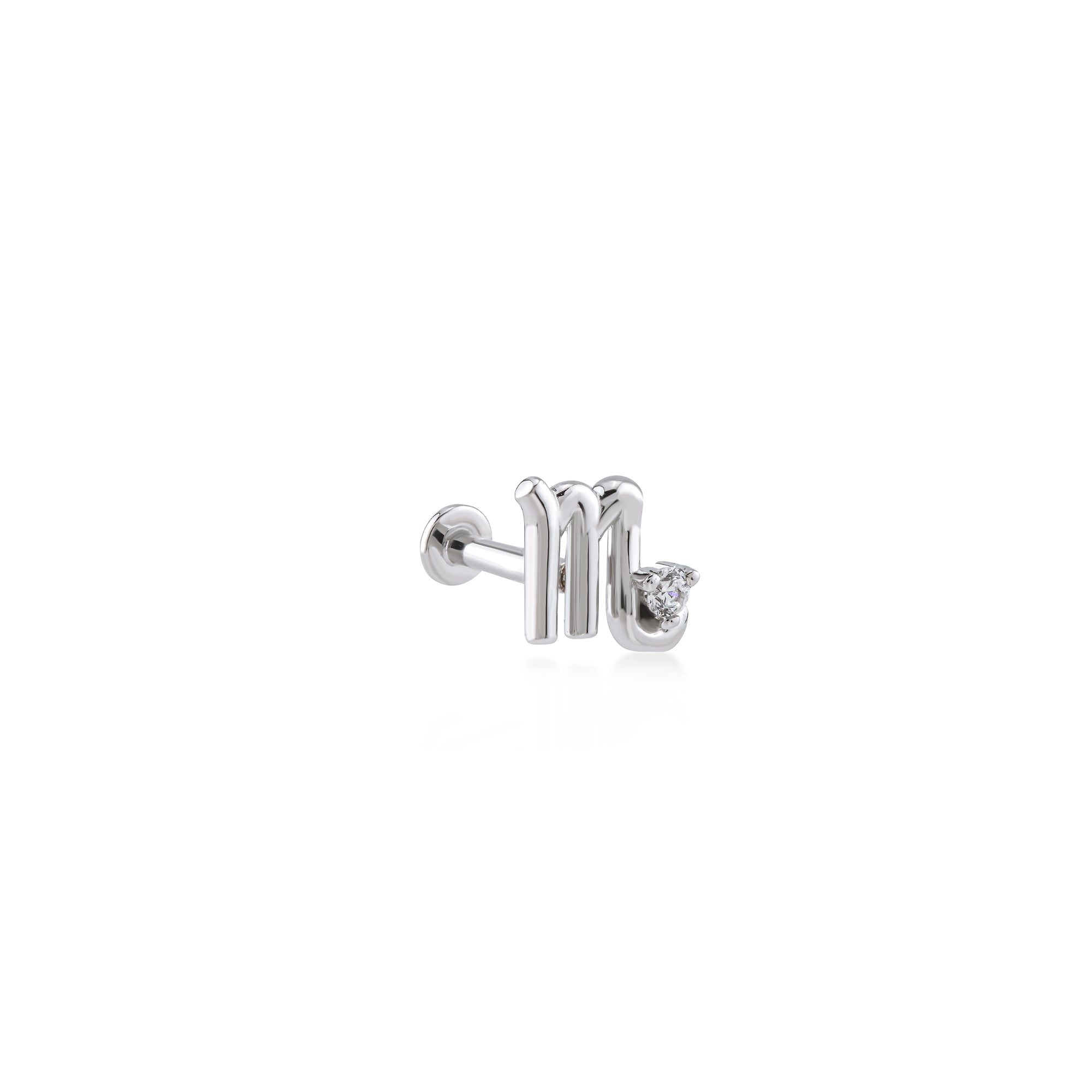 Scorpio Akrep Burcu Taşlı Altın Piercing / 14 Ayar Beyaz Altın
