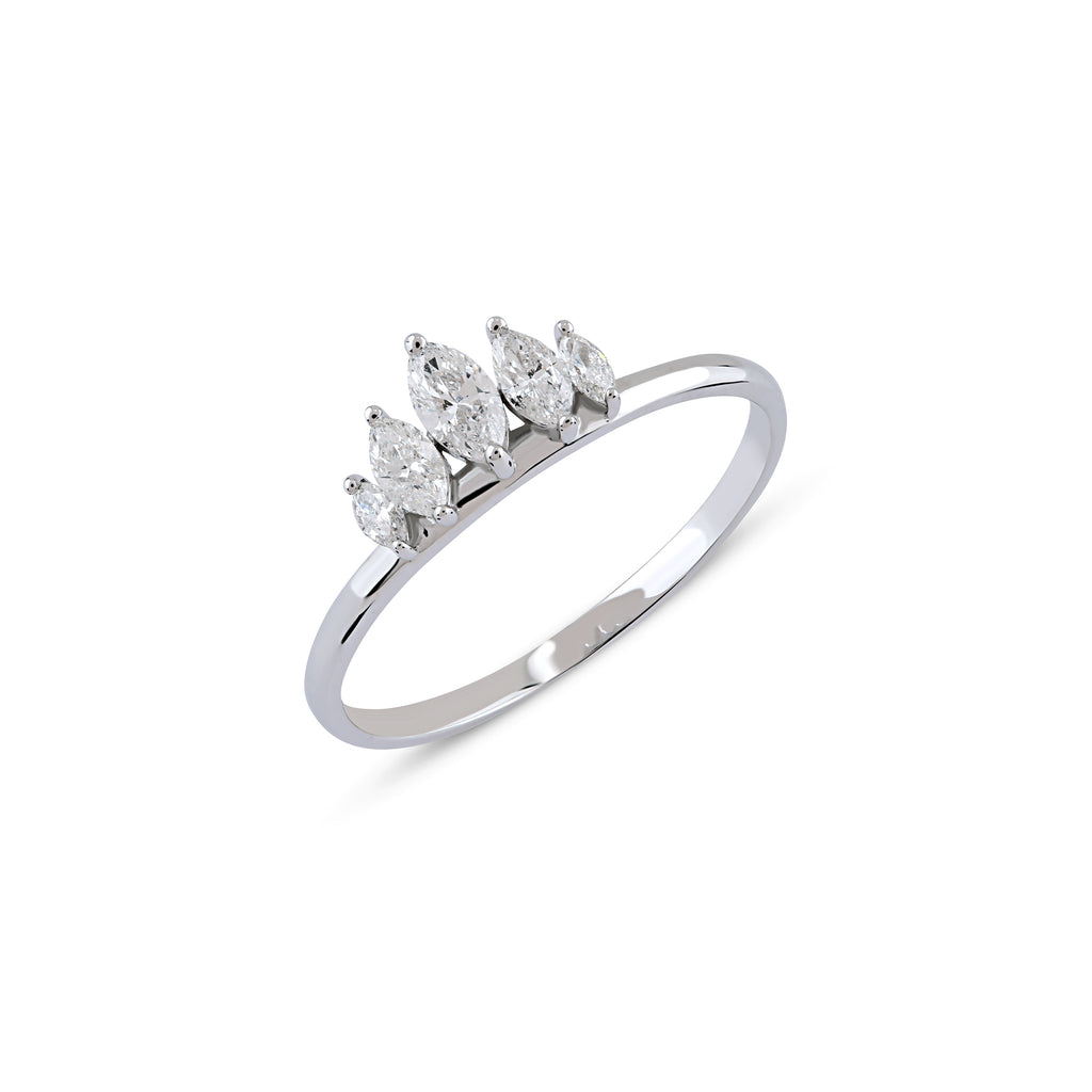 0.40 ct Simetrik Markiz Form Pırlanta Yüzük / 14 Ayar Beyaz Altın