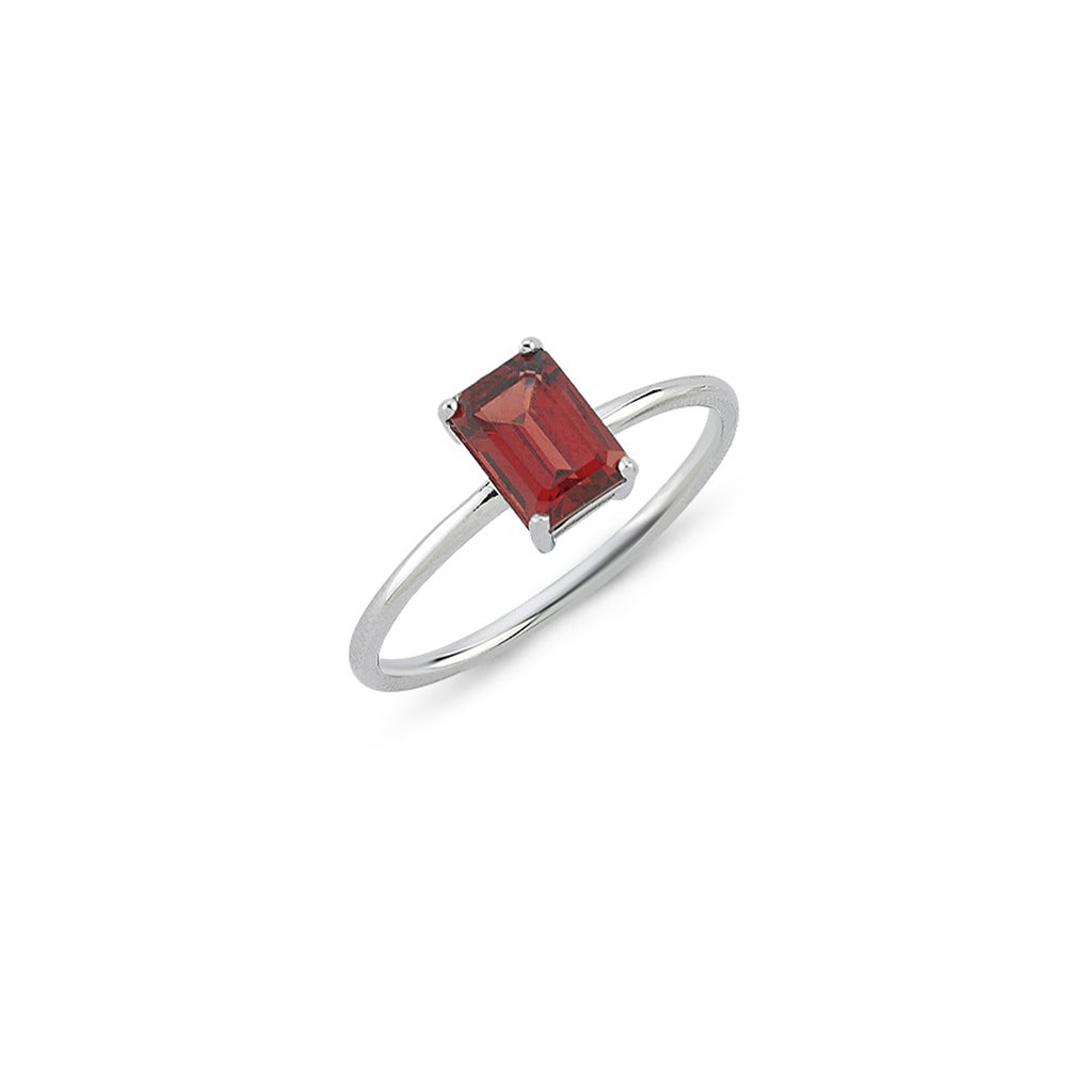 14 Ayar Altın Dikey Baget Kesim Garnet ve Topaz Taşlı Altın Yüzük