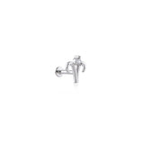 Aries Koç Burcu Taşlı Altın Piercing / 14 Ayar Beyaz Altın