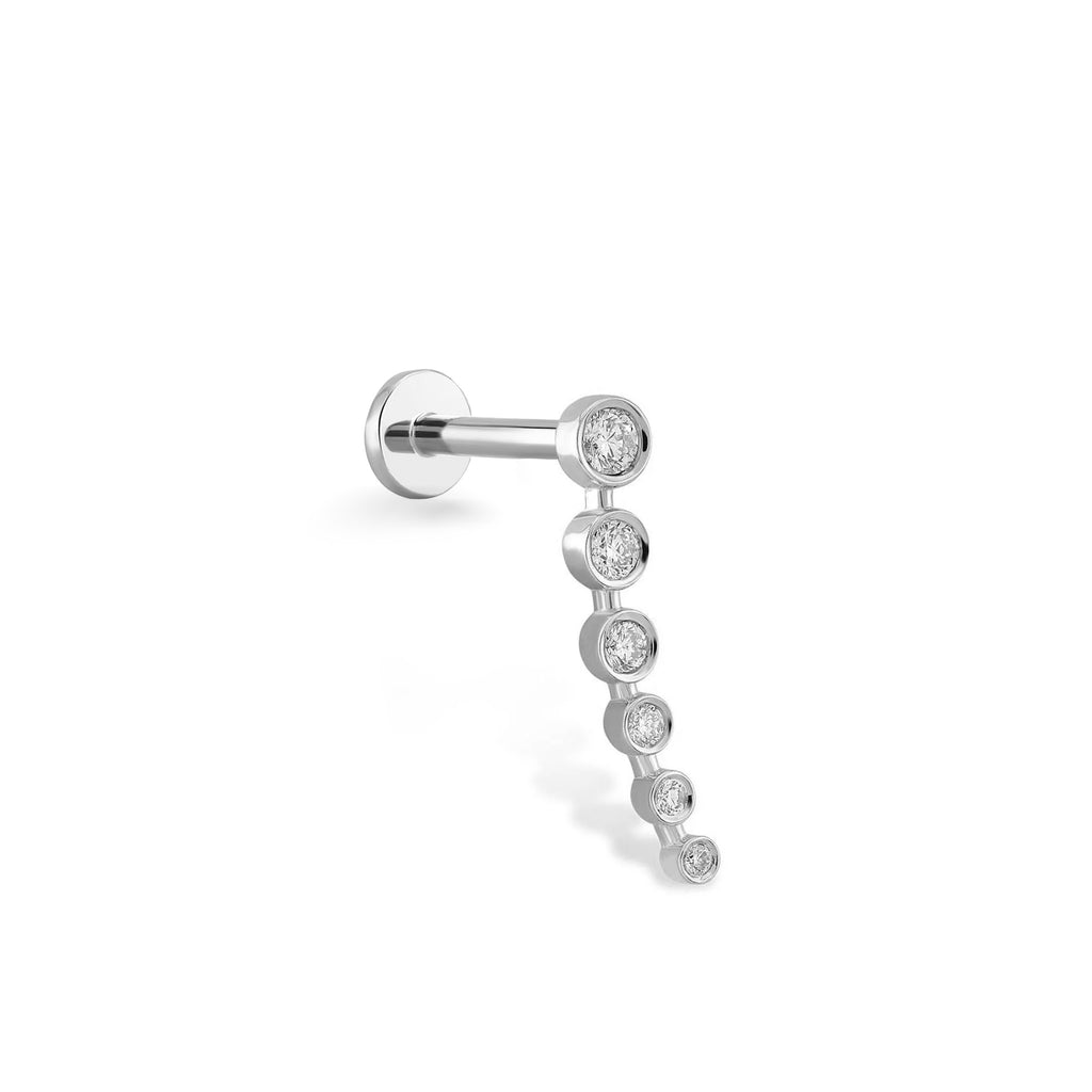 Toptop Arc Pırlanta Piercing / 14 Ayar Beyaz Altın