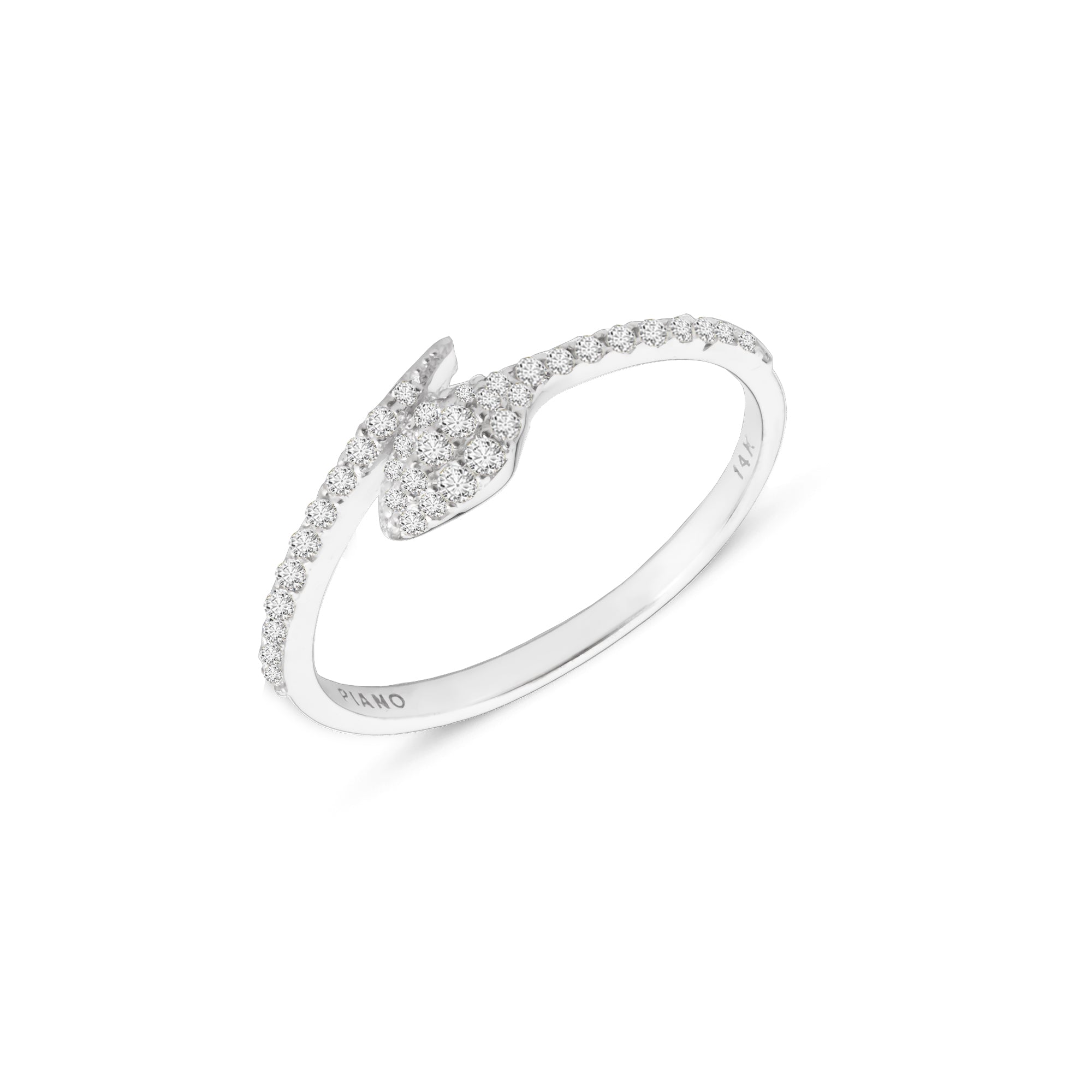 0.17 ct Stilize Yılan Pırlanta Yüzük / 14 Ayar Beyaz Altın