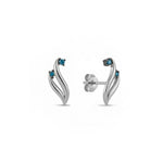 Azzuro Apus Mavi Pırlanta Küpe / 14 Ayar Beyaz Altın