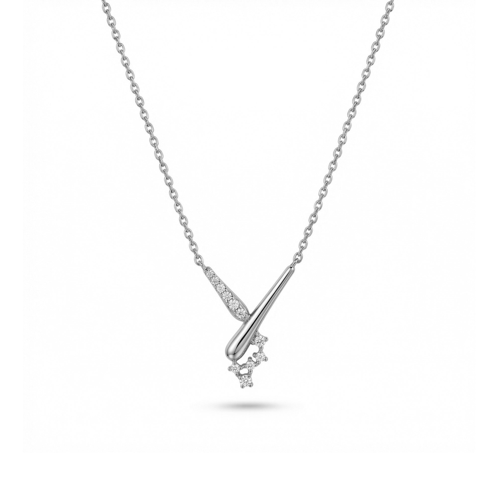 Rabbit Taşlı Altın Kolye / 14 Ayar Beyaz Altın