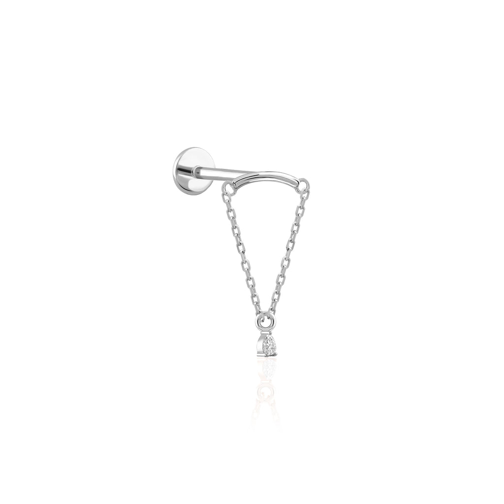 Zincir Sallantılı Damla Kesim Pırlanta Piercing / TR
