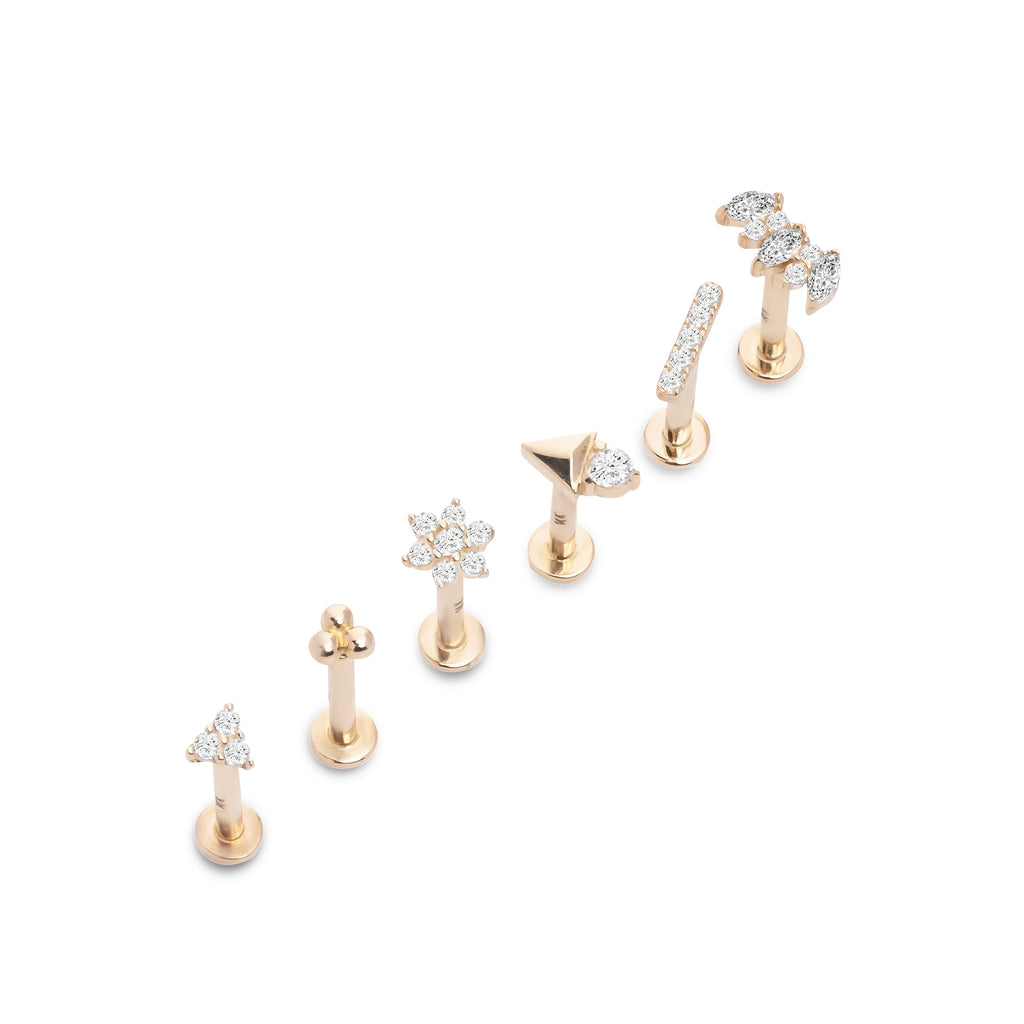 Gusto Taşlı Prizma Altın Tragus Piercing