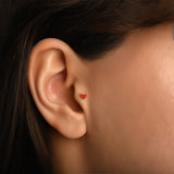 Kupa Kırmızı Mineli Altın Piercing / 14 Ayar Sarı Altın