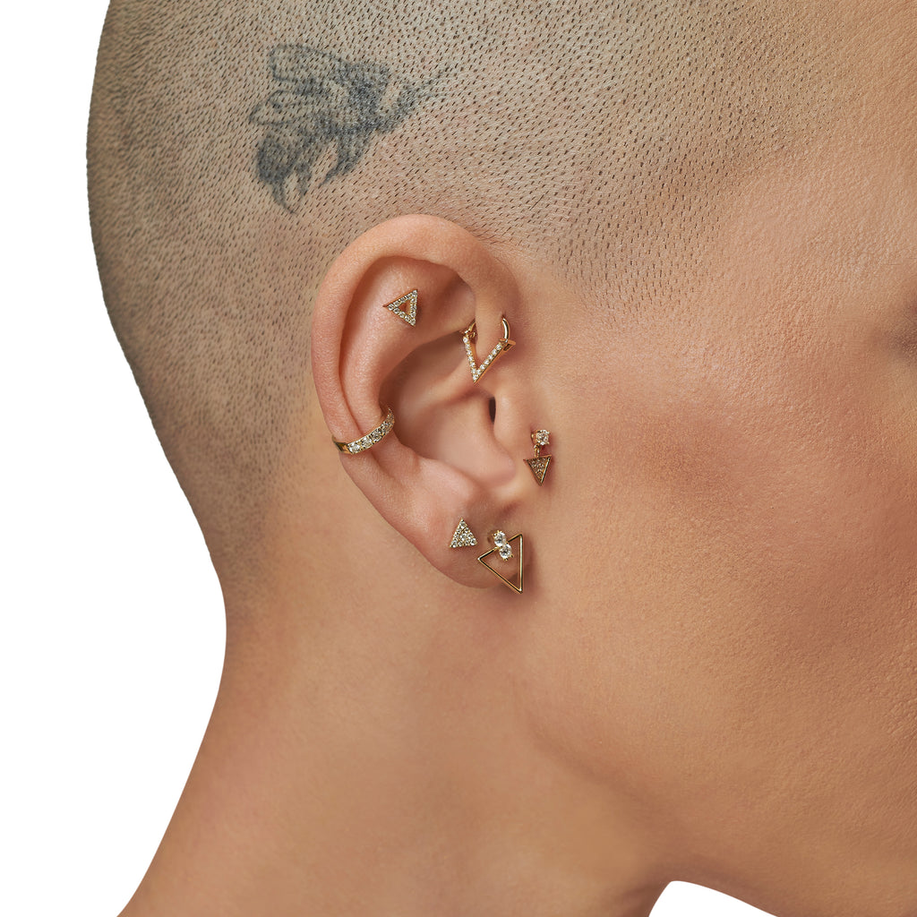 14 Ayar Altın Minimal Üçgen Pırlanta Piercing