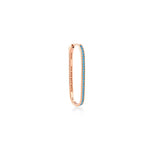 Yanları Taşlı Uzun Oval Tek Halka Küpe (Tall) / 14 Ayar Rose Altın
