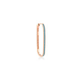 Yanları Taşlı Uzun Oval Tek Halka Küpe (Tall) / 14 Ayar Rose Altın