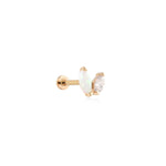 İkili Markiz Kesim Opalit ve Zirkon Taşlı Altın Tragus Piercing / TR