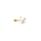 İkili Markiz Kesim Opalit ve Zirkon Taşlı Altın Tragus Piercing / TR