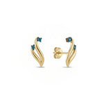 Azzuro Apus Mavi Pırlanta Küpe / 14 Ayar Sarı Altın