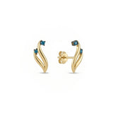 Azzuro Apus Mavi Pırlanta Küpe / 14 Ayar Sarı Altın