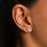 Asimetrik Baget Taşlı Altın Küpe / 14 Ayar Sarı Altın