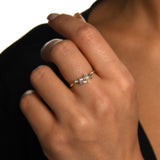 Asimetrik Baget Taşlı Altın Yüzük / 14 Ayar Sarı Altın