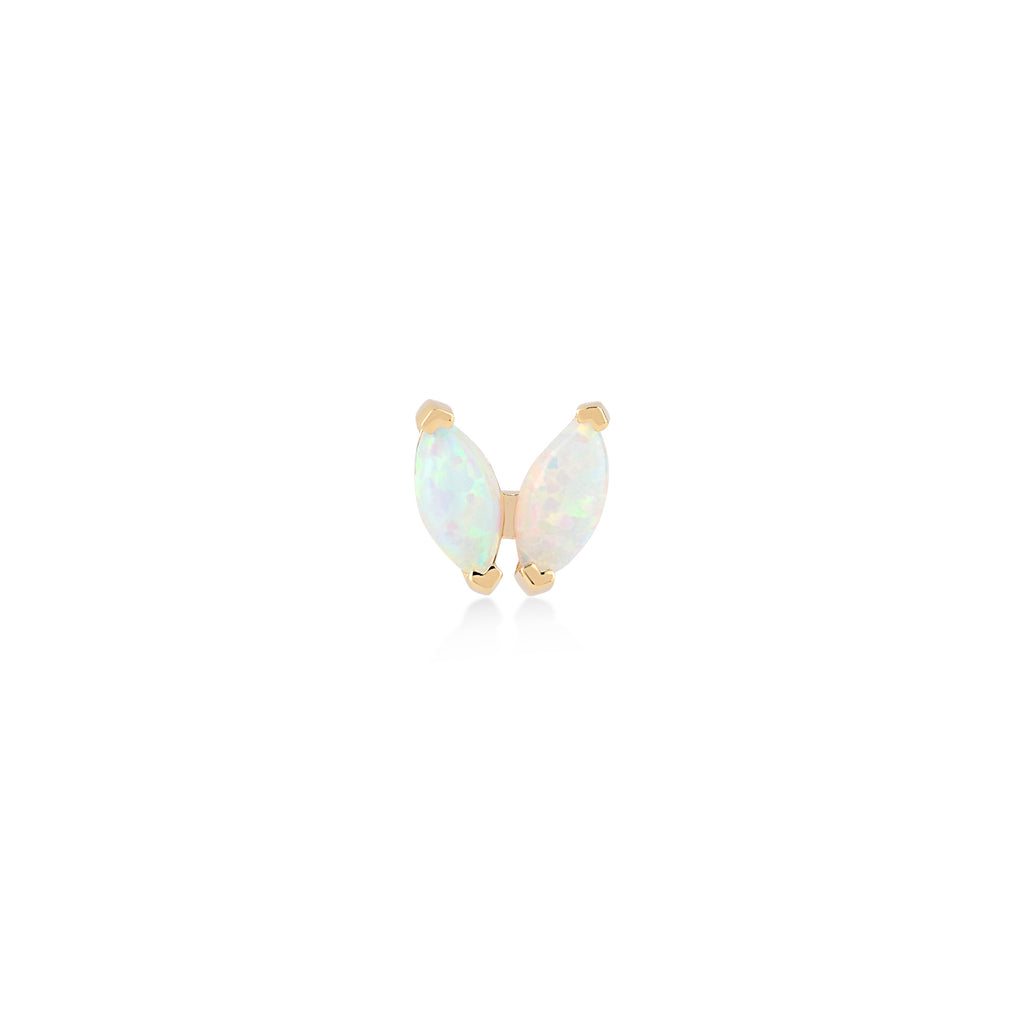 İkiz Markiz Kesim Opalit Taşlı Altın Tragus Piercing / TR