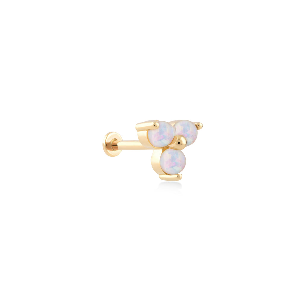 Üç Top Opalit Taşlı Altın Tragus Piercing / TR
